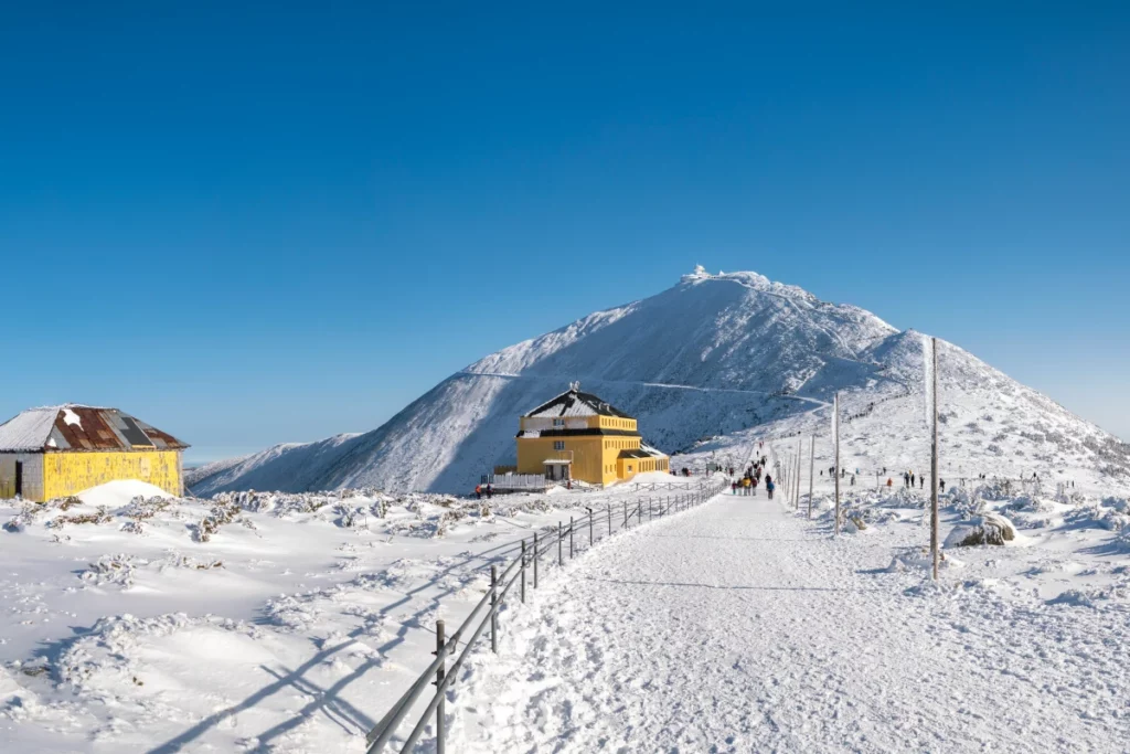 sniezka mountain in winter
